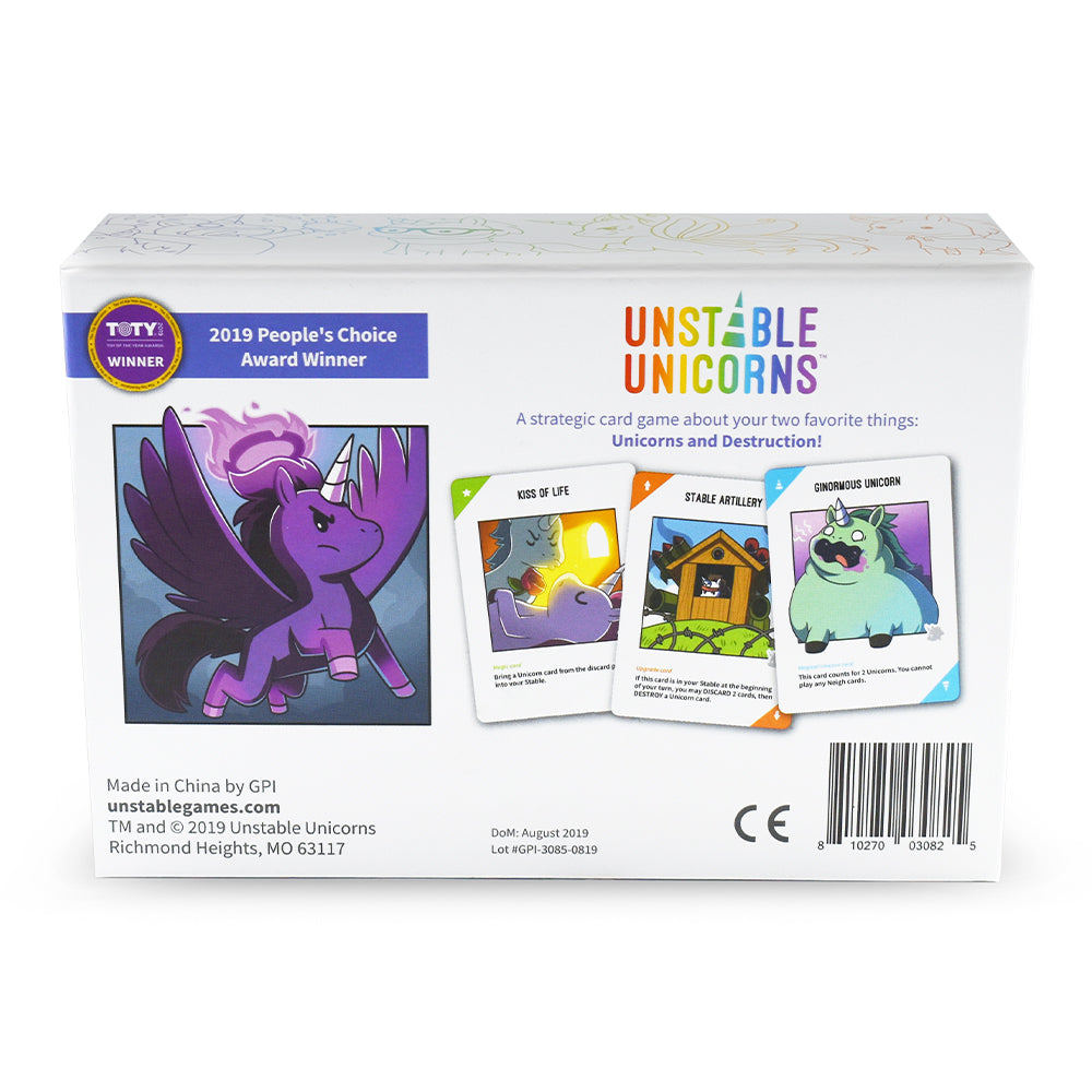 unstable unicorns card game back of box