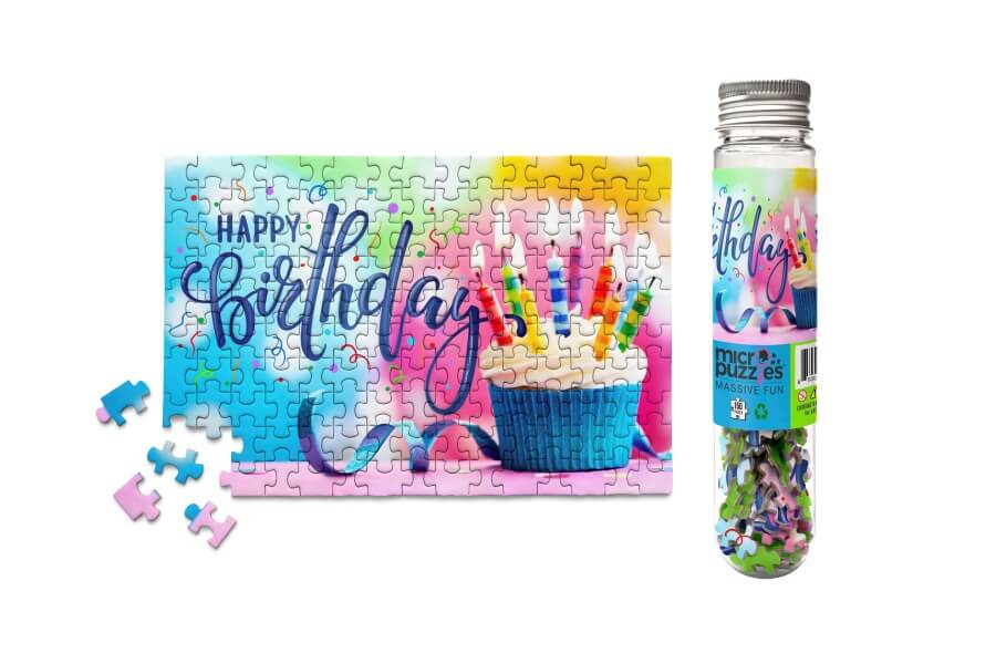 Happy Birthday Cupcake and Candles Mini Jigsaw Puzzle
